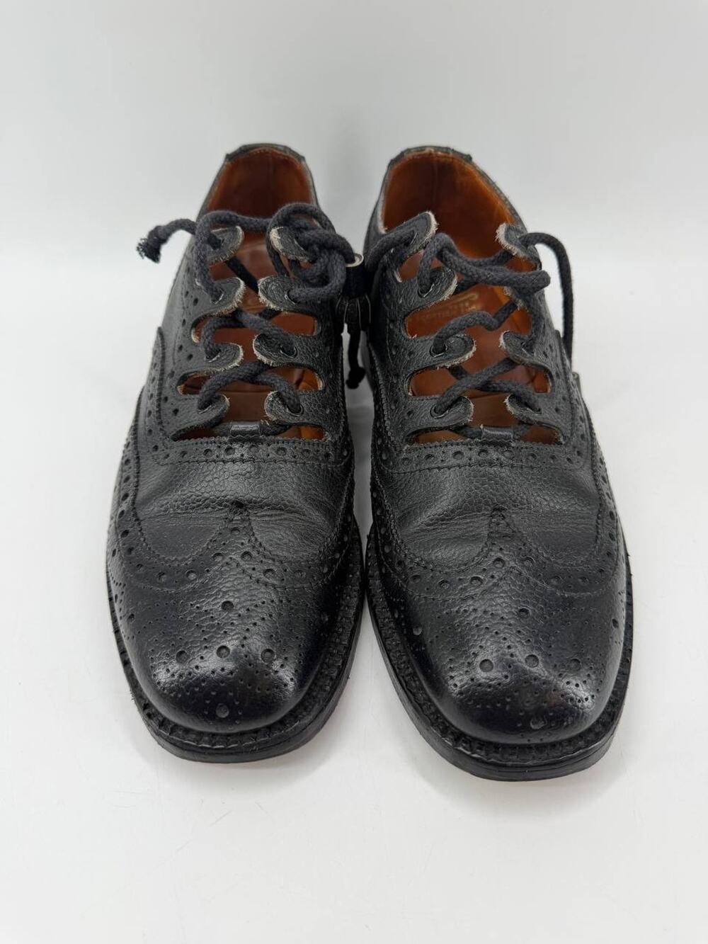 Vintage Keltic Scottish Ghillie Brogue Shoes Black Leather UK 6 US 7 Britain